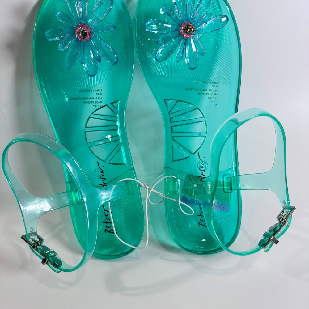NEW Betsey Johnson Sarai Turquoise Jelly Flower Sandals Size 9M Womens‎